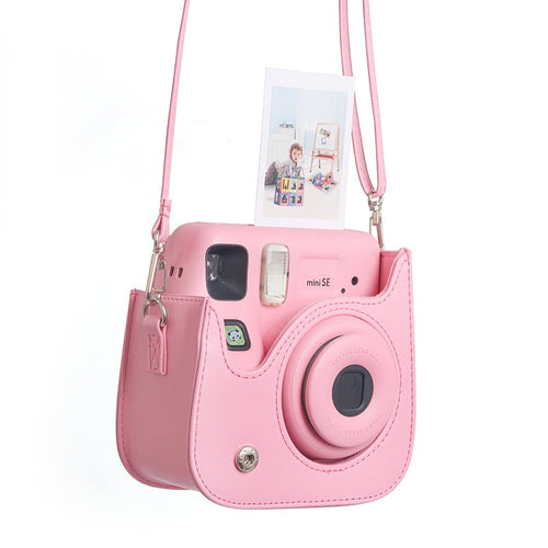 Camera Protective Case For Instax Mini SE, PU Leather Carrying Storage Bag With Adjustable Shoulder Strap