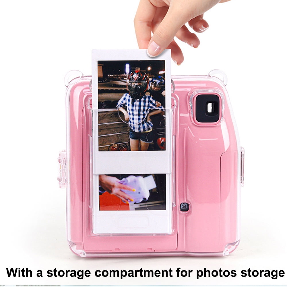 Clear Case for Instax Mini SE, Camera Protective Sleeve with Photo Storage Compartment, Shockproof Dustproof Crystal Transparent Hard Shell PC Cover for Mini SE Instant Camera Protection