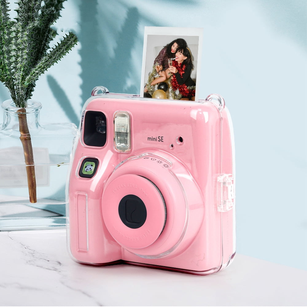 Clear Case for Instax Mini SE, Camera Protective Sleeve with Photo Storage Compartment, Shockproof Dustproof Crystal Transparent Hard Shell PC Cover for Mini SE Instant Camera Protection