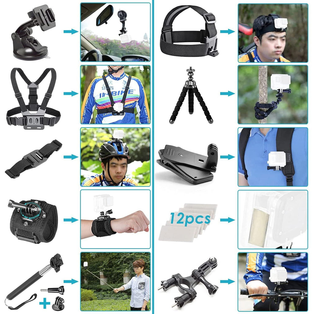 50 in 1 Action Camera Accessory Kit, Compatible with Most Action Cameras Including Latest Models